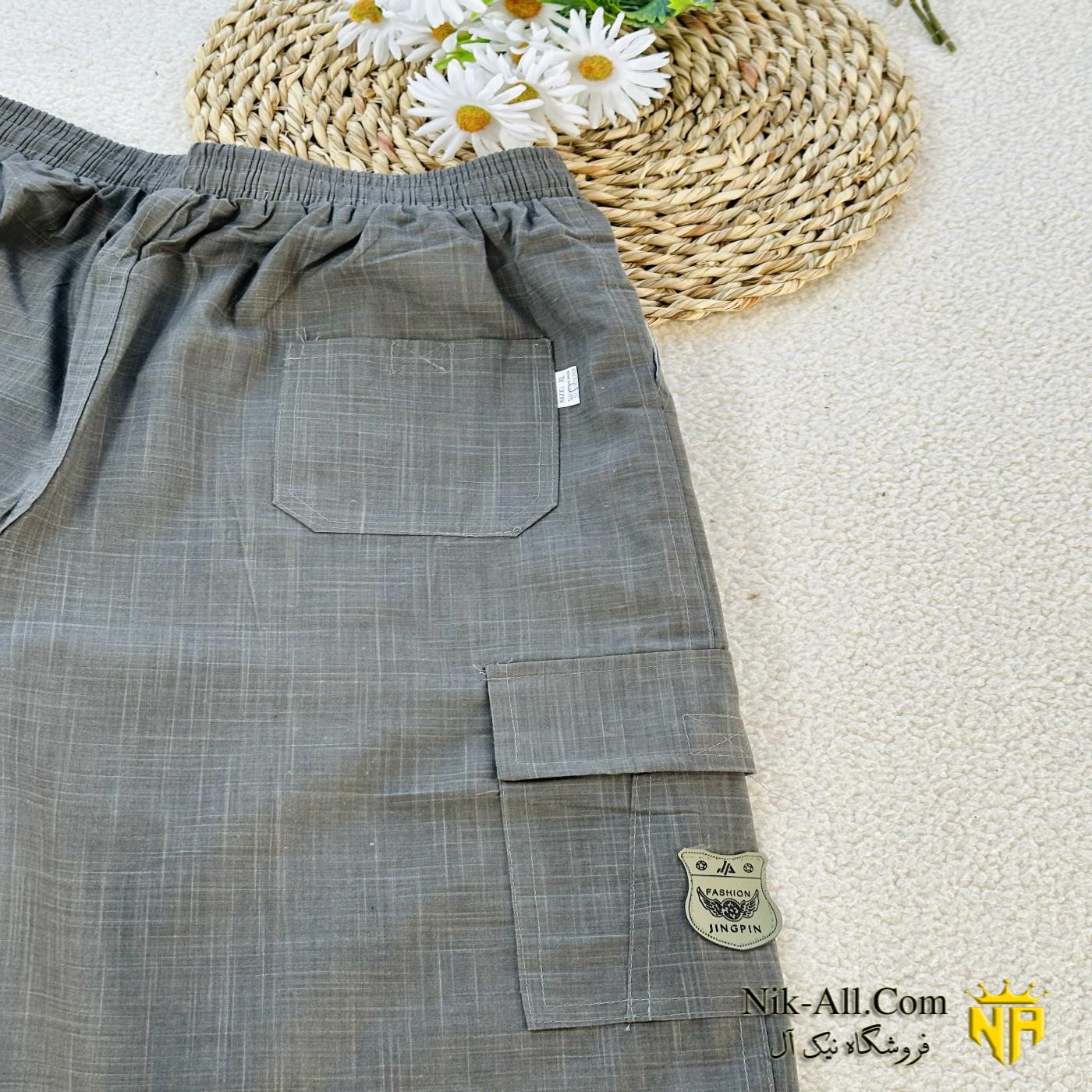 شلوارک کتان نخ خارجی مردانه