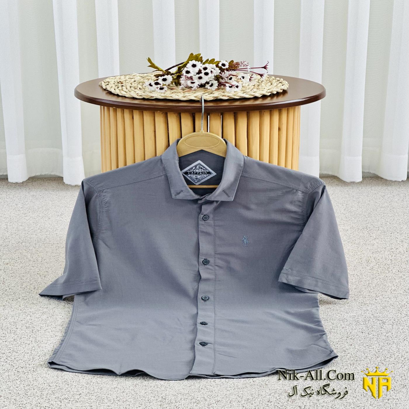 پیراهن کوتاه مردانه توسی تیره