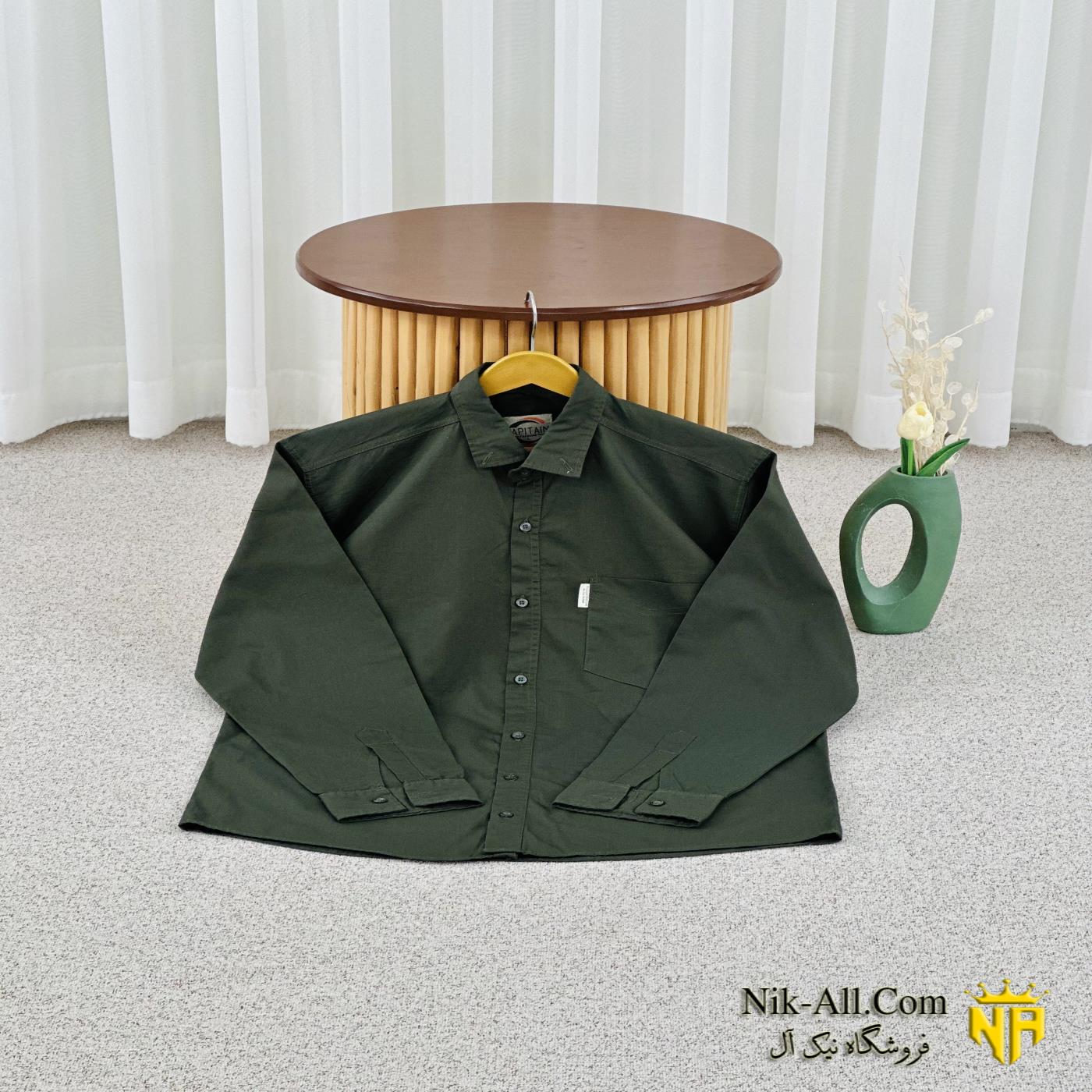 پیراهن مردانه بلند سبز تیره