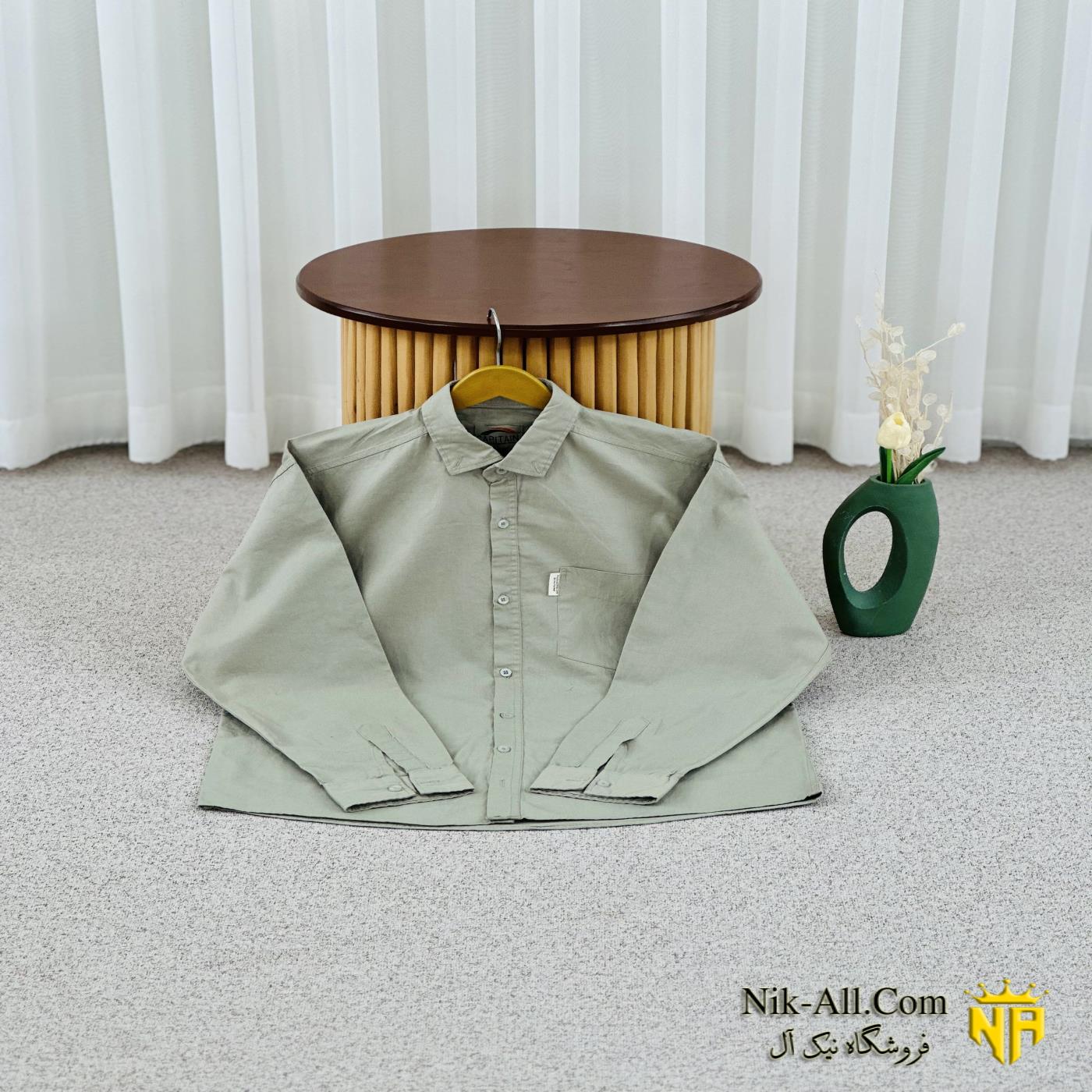 پیراهن مردانه بلند سبز پسته ای