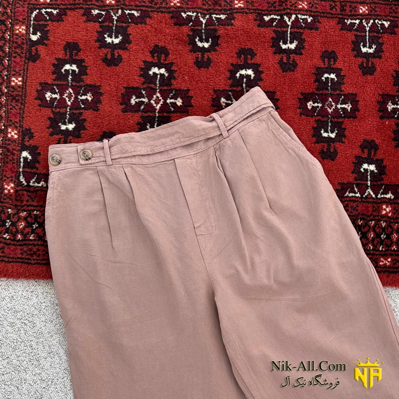 شلوار لینن نسکافه ای
