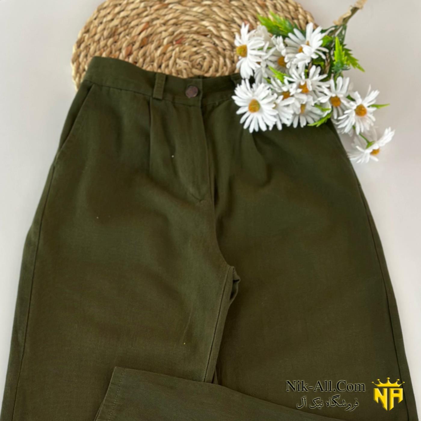 شلوار مام زنانه سبز 
