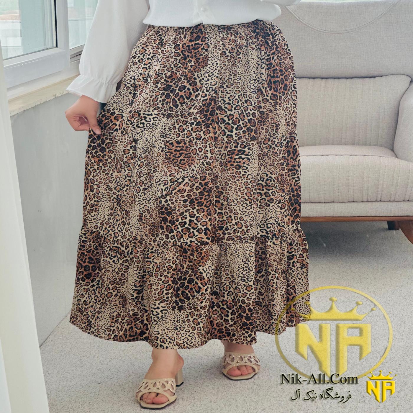 دامن نخ پلنگی پله ای