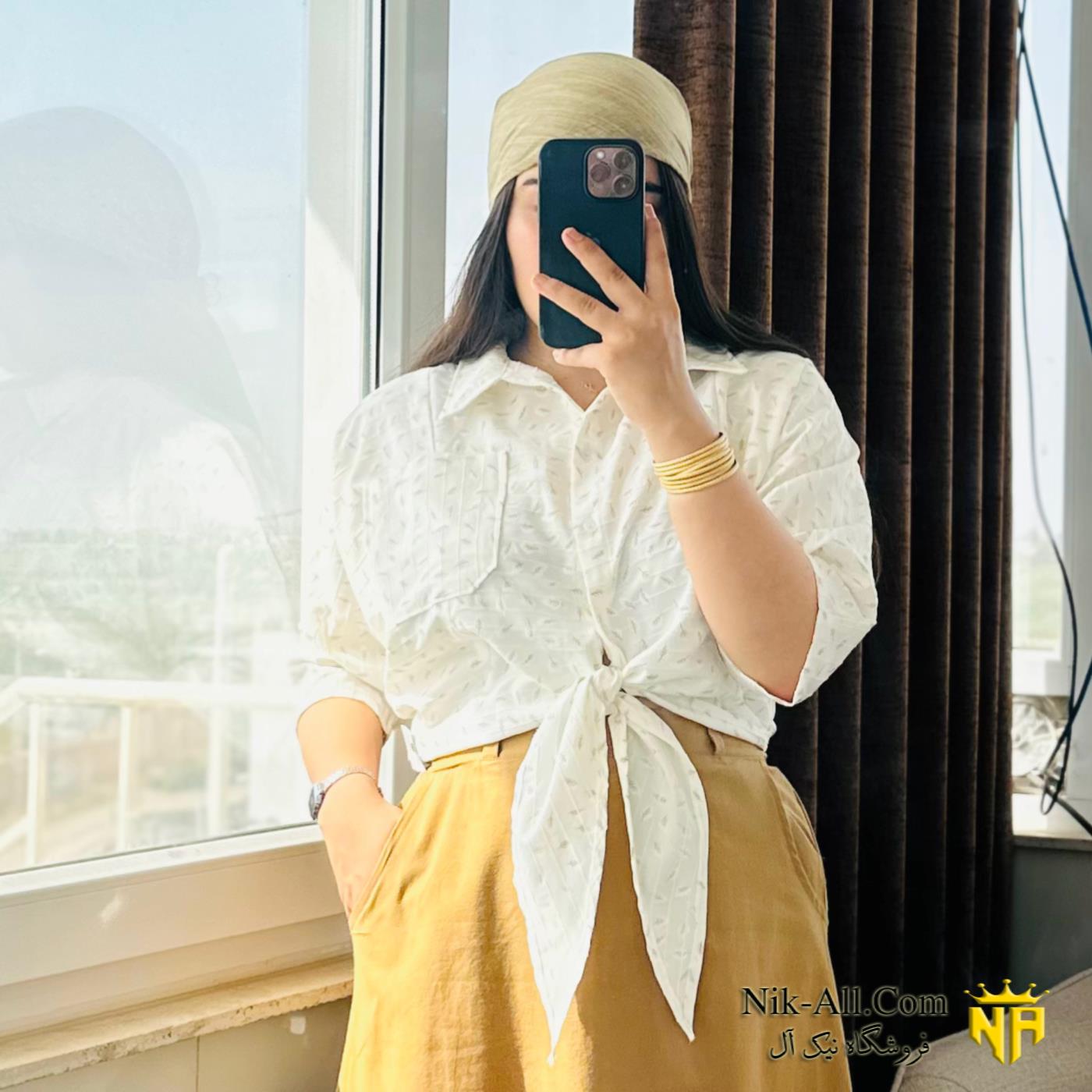 شومیز گره ایی برگی 