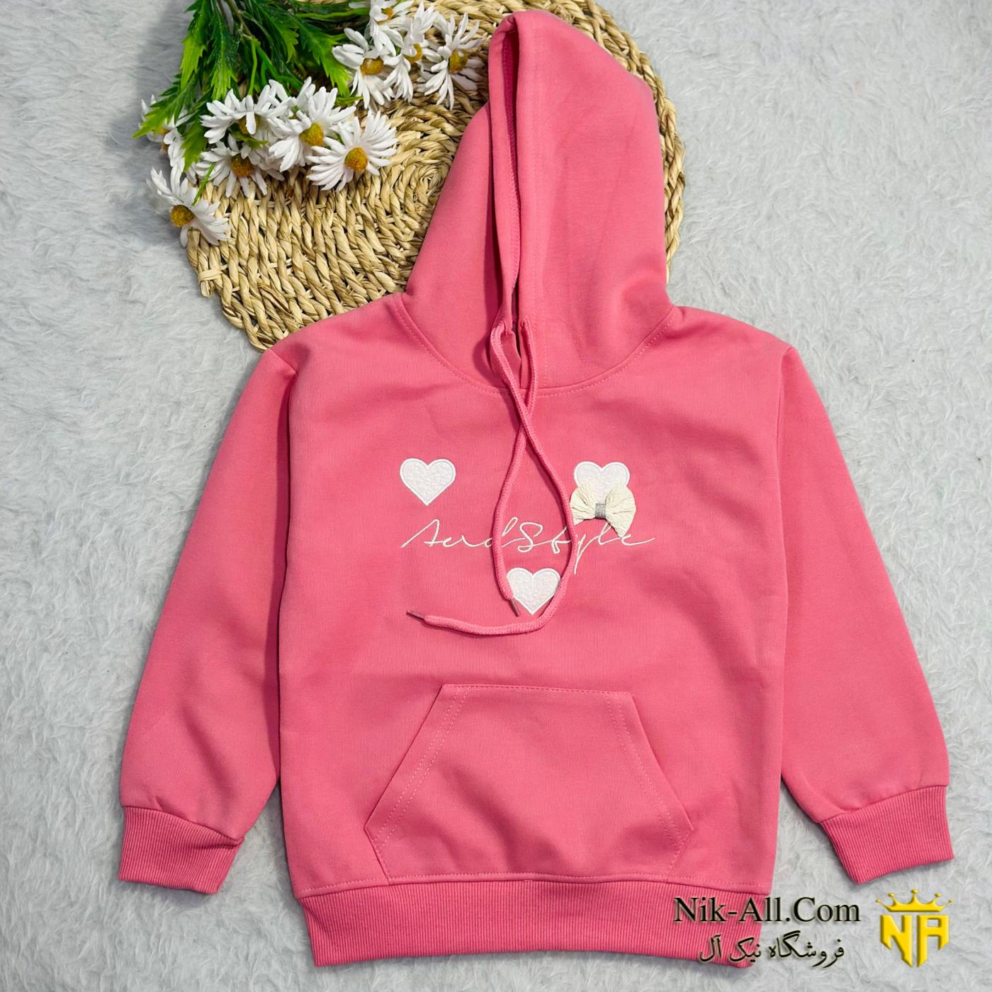 هودی قلبی وارداتی صورتی 