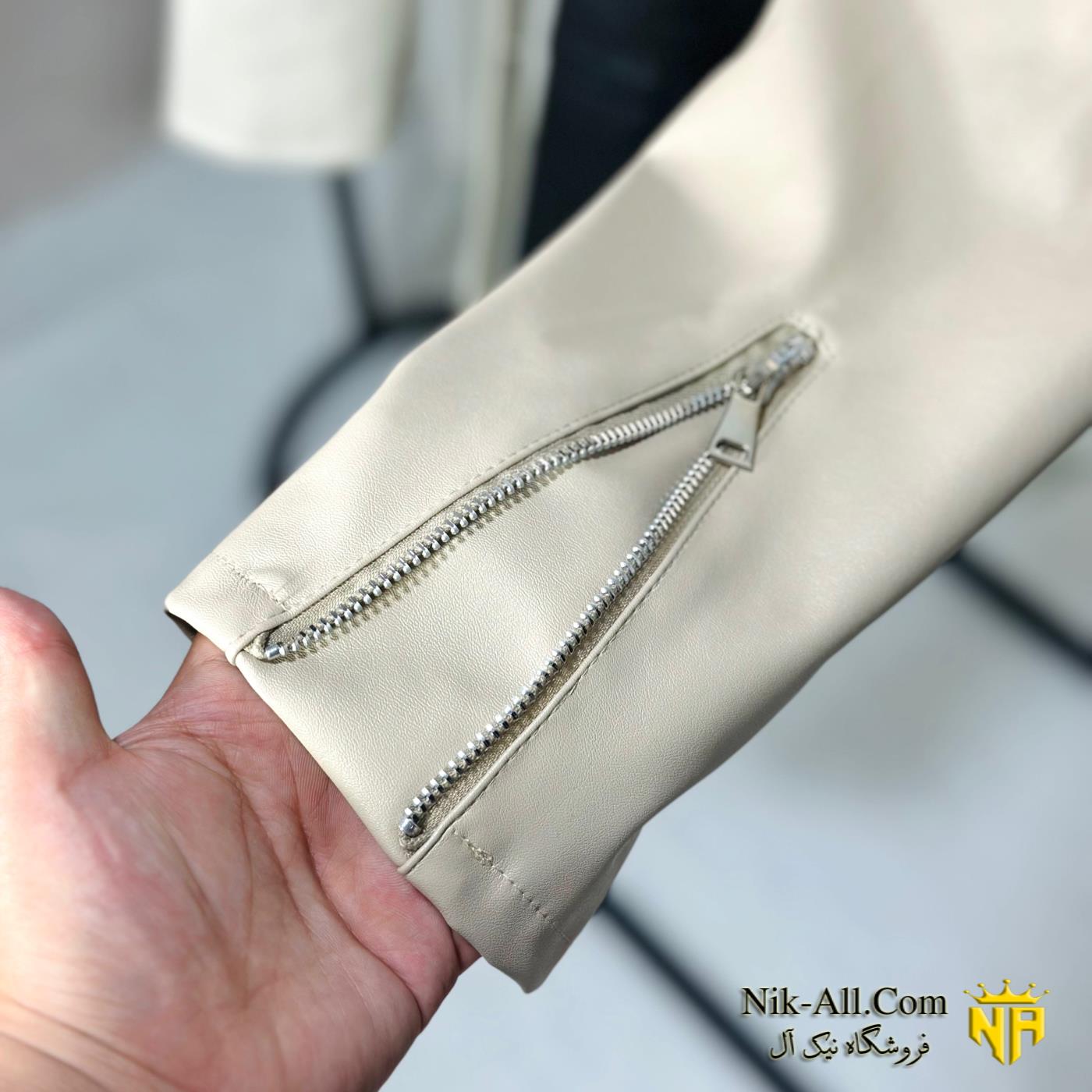 کت چرم زنانه کوتاه زارا بژ کرم 