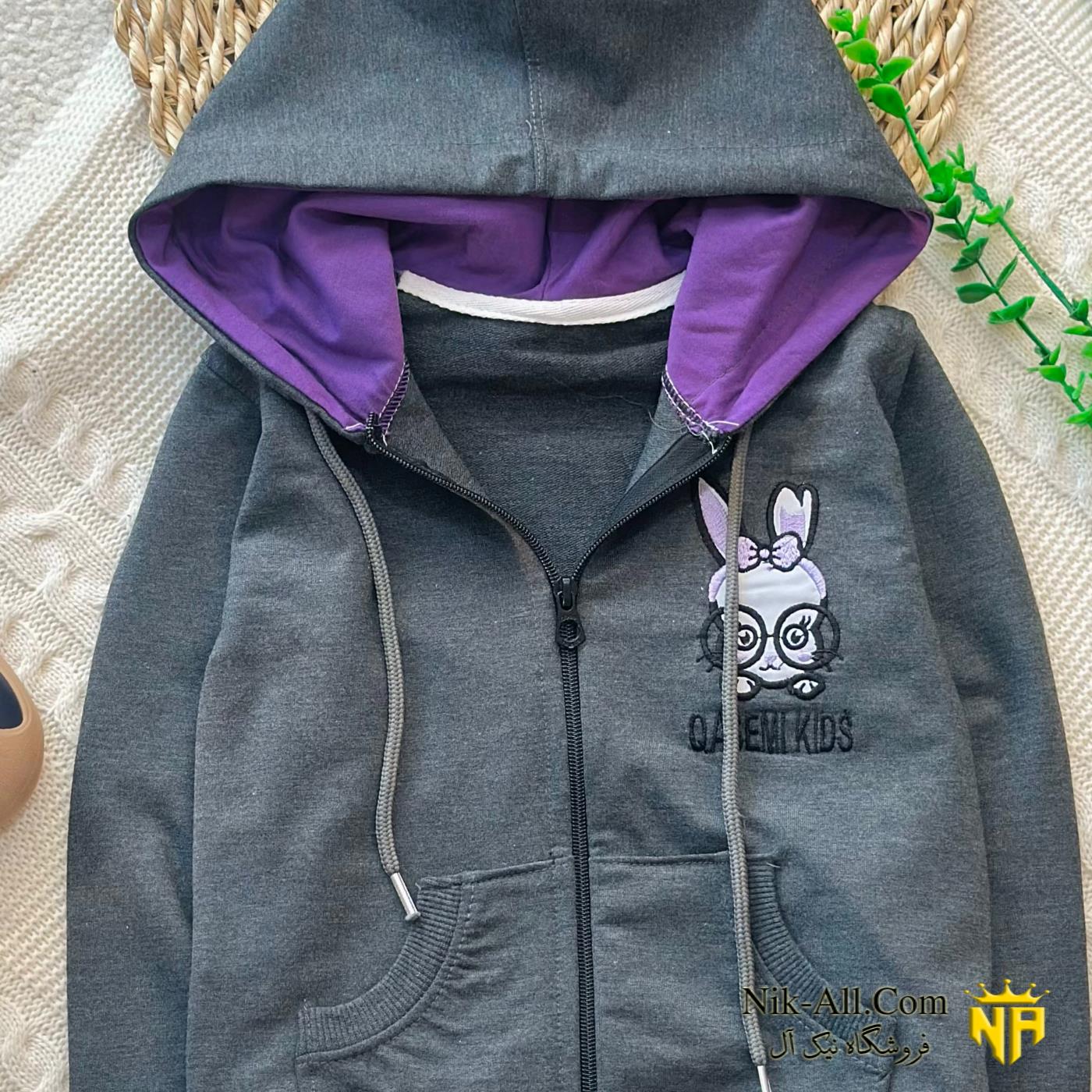 سوئیشرت زیپ دار توسی تیره 