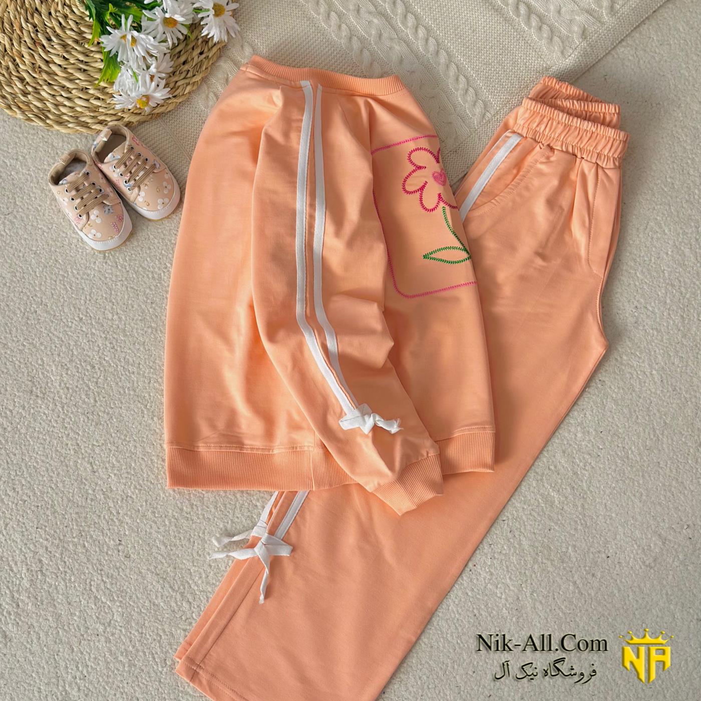 ست دخترانه گلدوزی گل سایز 55